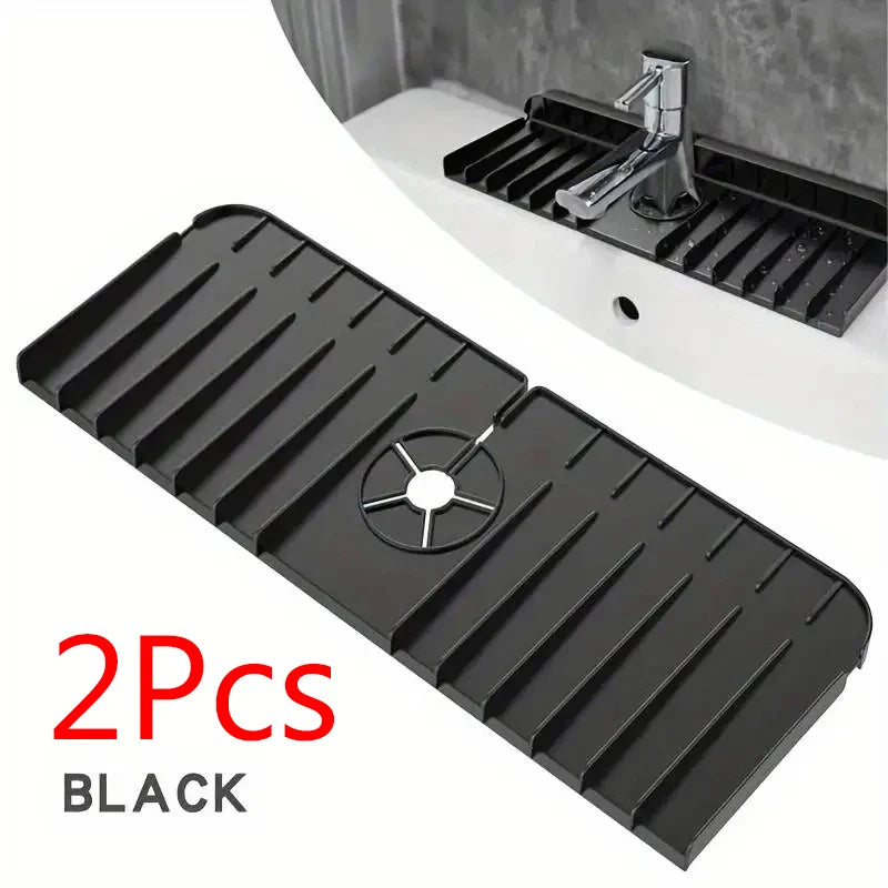 Silicone Faucet Mat Dish Soap Sponge Holder Sink Kitchen Countertop Drying Mat Bathroom Kitchen Sink Splash Guard Drain Pad…