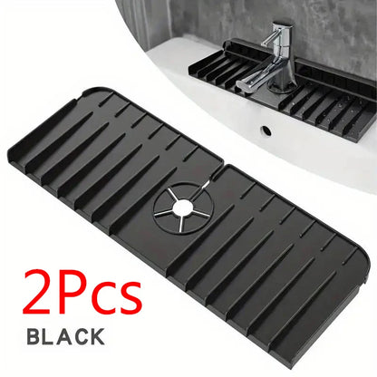 Silicone Faucet Mat Dish Soap Sponge Holder Sink Kitchen Countertop Drying Mat Bathroom Kitchen Sink Splash Guard Drain Pad…
