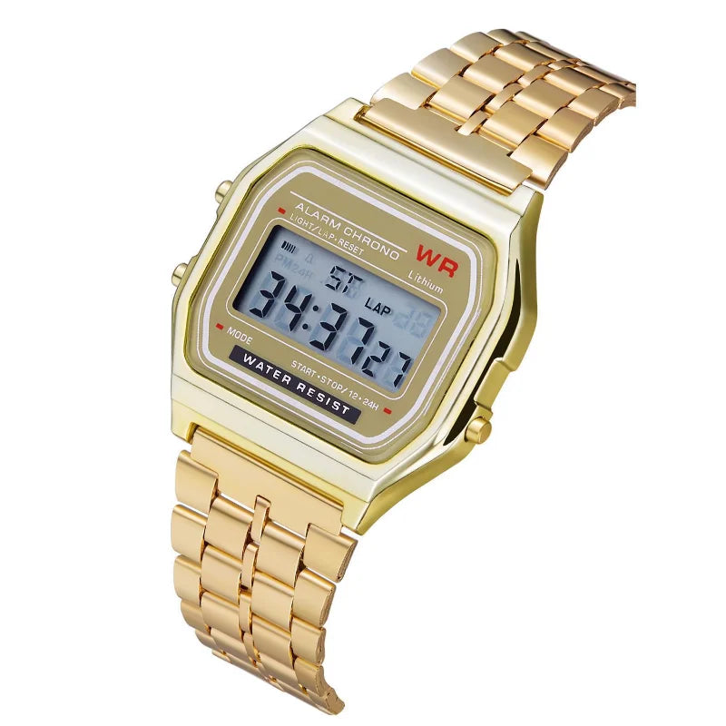 F91W Non-Waterproof Steel Band Watch For Women, Men, Business Clock, Multi-Functional LED Digital Sports Watch, Electronic C…