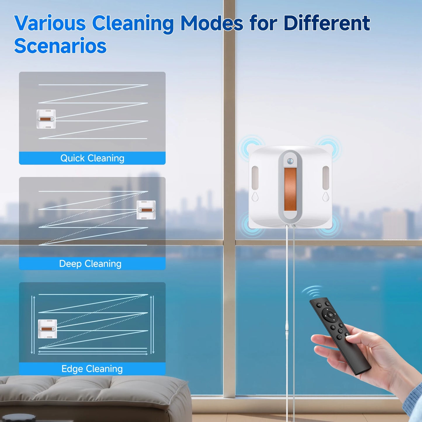 Lubluelu Robot Window Washer 8-Layer Safety Protection 9000Pa Suction Intelligent Path Edge Cleaning Home Glass Cleaning Rob…