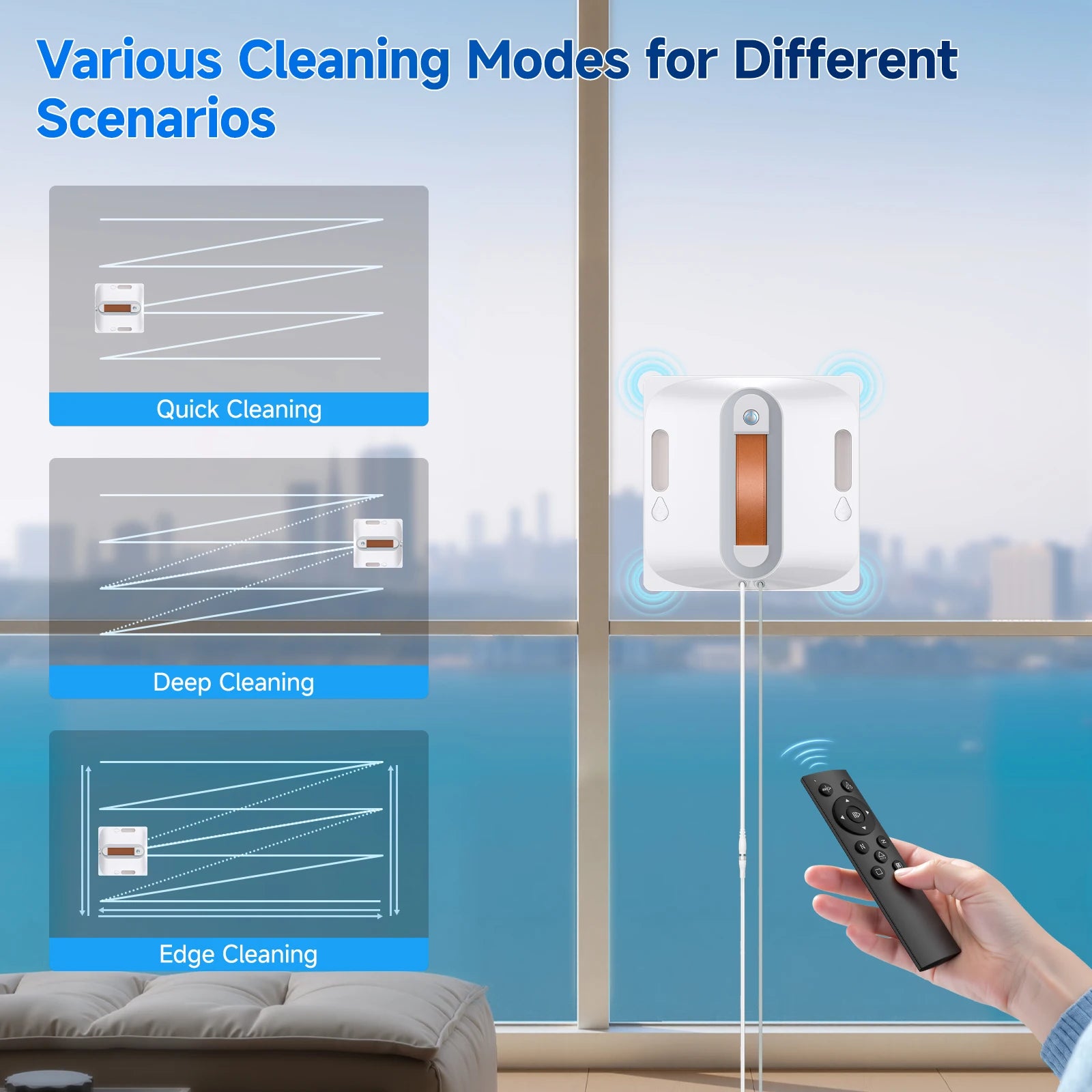 Lubluelu Robot Window Washer 8-Layer Safety Protection 9000Pa Suction Intelligent Path Edge Cleaning Home Glass Cleaning Rob…