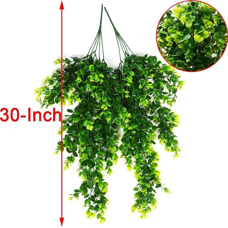 1Pcs Artificial 5Forks Rattan Eucalyptus Wall Hanging Simulation Greenery Fake Hanging Plants Vine Diy Home Outdoor Decor Pl…