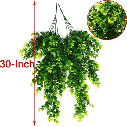 1Pcs Artificial 5Forks Rattan Eucalyptus Wall Hanging Simulation Greenery Fake Hanging Plants Vine Diy Home Outdoor Decor Pl…