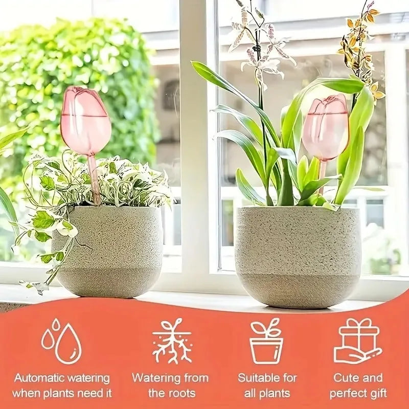 Pink Tulip Plant Watering Balls, Suitable for Indoor and Outdoor Plants, Automatic Plant Drippers, and Automatic Watering -…