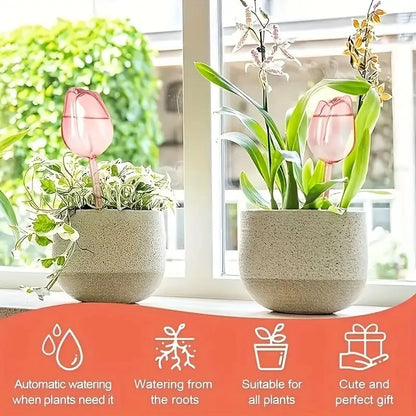 Pink Tulip Plant Watering Balls, Suitable for Indoor and Outdoor Plants, Automatic Plant Drippers, and Automatic Watering -…