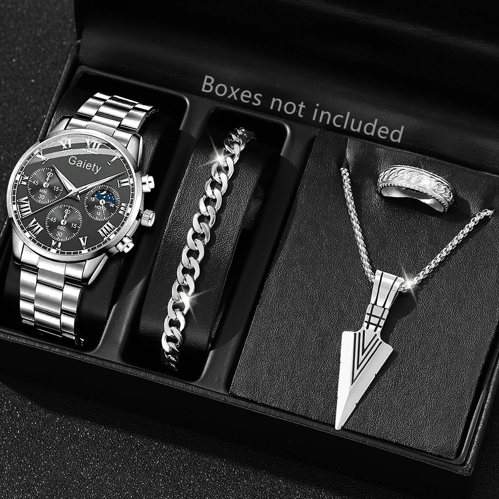 Fashion Men Stainless Steel Watch Luxury Calendar Quartz Wrist Watch Mens Business Watches for Man Clock Montre Homme - imag…