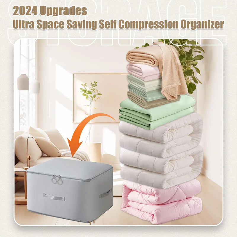 1 PC Ultra Space Saving Self Compression Organizer Upgrades Space Saver Vacuum Storage Bags for Comforter Clothing - image 2