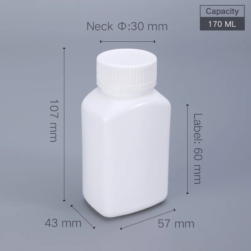 10pcs 20-200ml Plastic HDPE White Empty Seal Bottles, Refillable Pill Vials for Medicine, Capsule, Solid Powder, Reagent Sto…