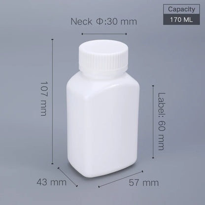10pcs 20-200ml Plastic HDPE White Empty Seal Bottles, Refillable Pill Vials for Medicine, Capsule, Solid Powder, Reagent Sto…