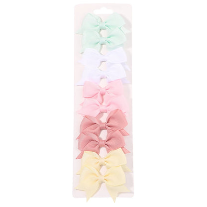 10Pcs/Set Solid Color Kids Bows Hair Clips for Baby Girls Handmade Ribbon Bowknot Hairpin Barrettes New Year Hair Accessorie…