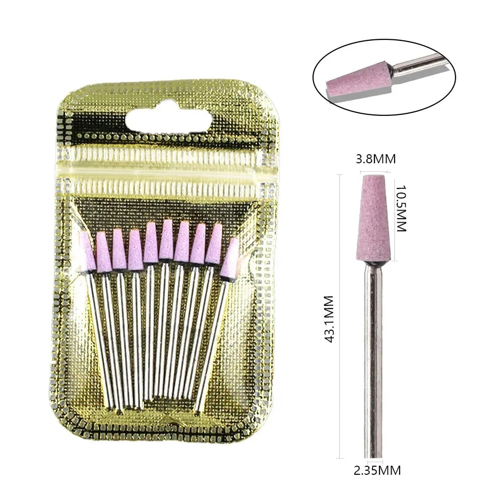 10pcs Diamond Milling Cutter Nail Drill Bits Set For Manicure Accessory Pedicure Eletric Machine Nail Bit Brush Burr Tools -…