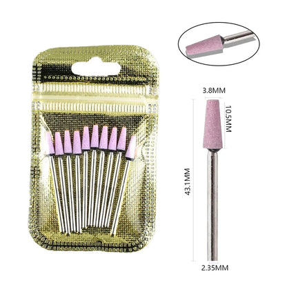 10pcs Diamond Milling Cutter Nail Drill Bits Set For Manicure Accessory Pedicure Eletric Machine Nail Bit Brush Burr Tools -…