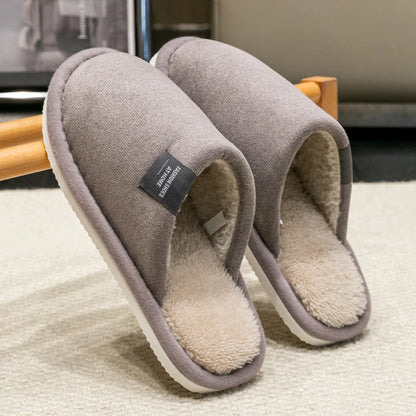 Household Indoor Men's Slippers Autumn and Winter Home Floor for Guests Lightweight Quiet Non-slip Suede Fabric Couple's Sho…