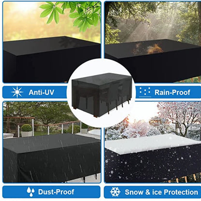 Outdoor furniture dust cover, 210D Oxford cloth, black silver sofa cover, waterproof cover, outdoor patio furniture cover -…