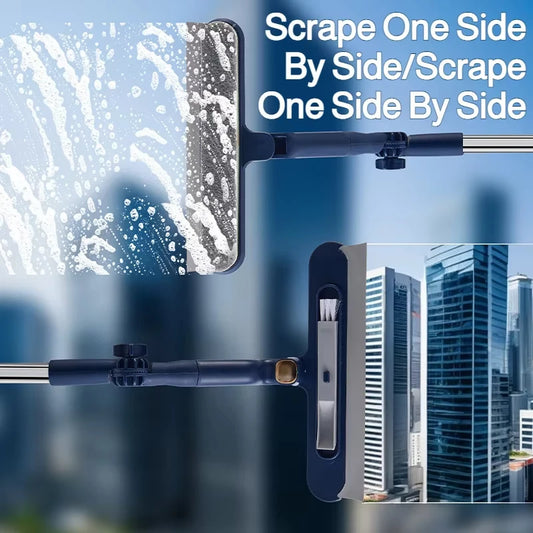 Telescopic Double-Sided Glass Cleaning Brush: Squeegee + Detail Brush 2-In-1, Wall And Floor All-Purpose Cleaning Tool - ima…