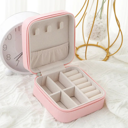 1pcs Single Layer Storage Box Ladies Travel Leather Jewelry Box Classic Black Pure White Fashion Pink Storage Box - image 7