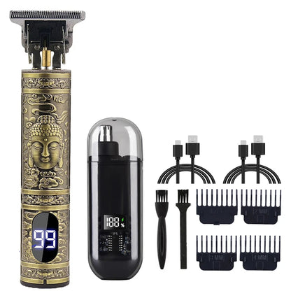 T9 Vintage Men's Electric Hair Clipper Beard Trimmer/Rechargeable Hair Cutting Machine With Nose Hair Trimmer Kit Boyfriend…