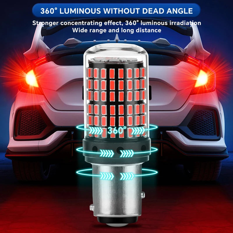 YiRui 2pcs 12-48V New LED Bulbs 144smd Lamp Reverse Turn Signal Light BA15S P21W BAU15S PY21W 7440 W21W P21/5W 1157 BAY15D -…