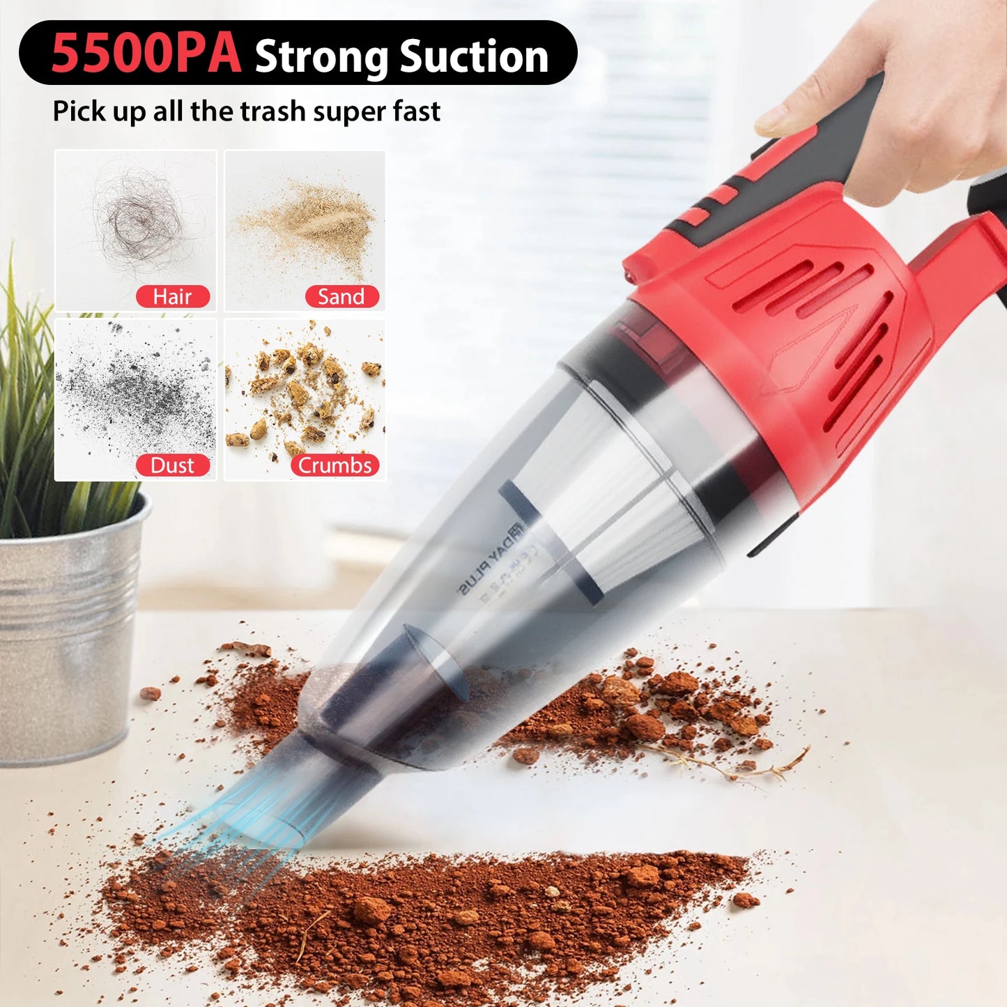 Cordless Vacuum Cleaner, 55KPA Lightweight Vacuum Cleaners for Home with Rechargeable 2200 mAh Battery, Handheld Vacuum for…