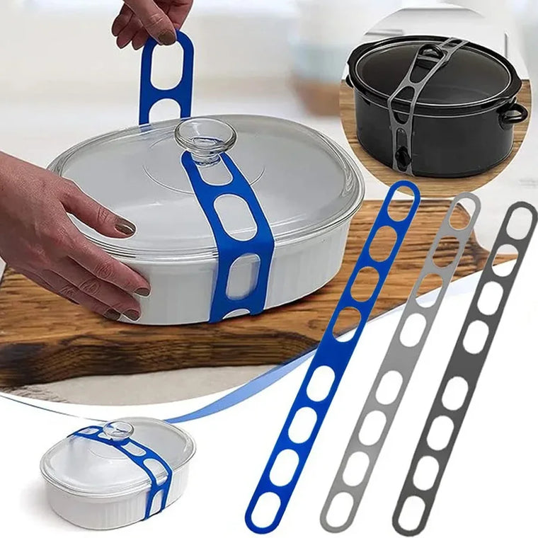 54cm Reusable Lid Strap Silicone Elastic Band Universal Pot Lid Holder for Lunch Box Strap Elastic Band Outdoor Tableware To…