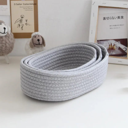 면 끈 수납함 Nordic Cotton Rope Woven Storage Baskets Organize Boxs Desktop Sundries Organize Basket Sundries Key Cosmetics Stora…