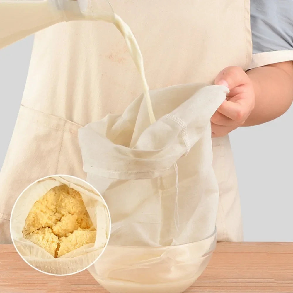 Reusable Cheese Cloth Filter Bags for Tea Yogurt Cold Brew Milk Tea Strainers Soap Herbs Spice Strainers Muslin Drawstring B…