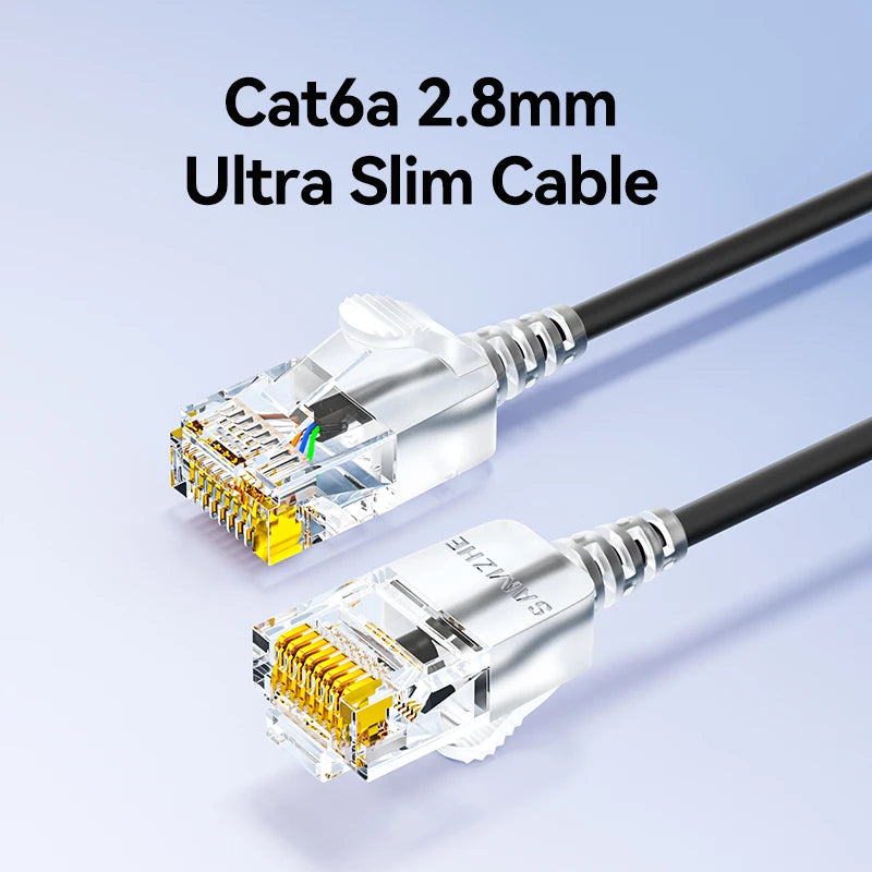 SAMZHE Slim Cat6A RJ45 Internet Cable High Speed 10Gbps 31AWG Support Cat8 Cat7 Network LAN Computer Patch Cable for PC & Ga…