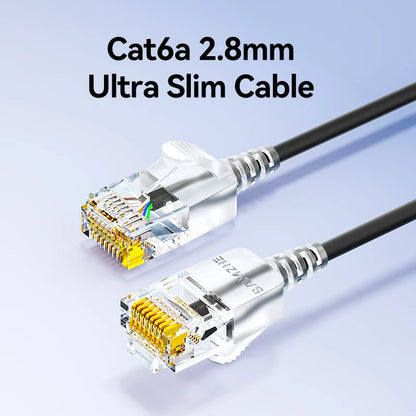 SAMZHE Slim Cat6A RJ45 Internet Cable High Speed 10Gbps 31AWG Support Cat8 Cat7 Network LAN Computer Patch Cable for PC & Ga…