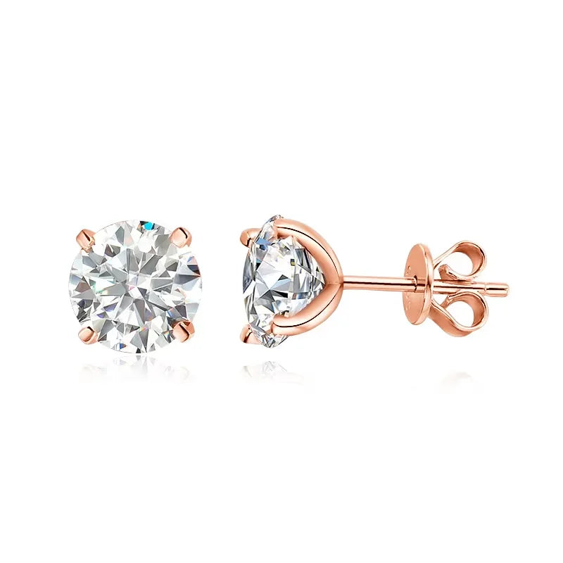Smyoue 0.2-3CT Rose Gold Color Moissanite Stud Earrings for Women Sparkling Classic Wedding Lab Diamond Earring Pure 925 Sil…