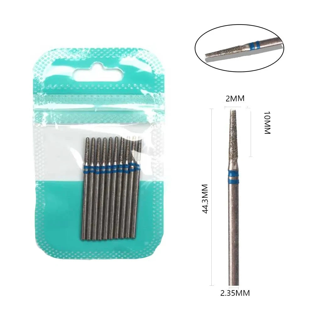 10pcs Diamond Milling Cutter Nail Drill Bits Set For Manicure Accessory Pedicure Eletric Machine Nail Bit Brush Burr Tools -…