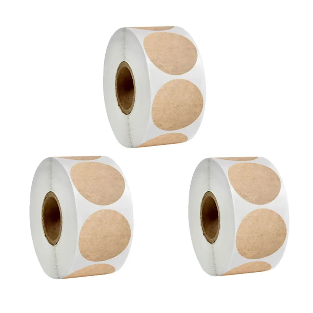 500 pcs / 1 roll ，kraft round self-adhesive label paper items classification name stickers personalized labels - image 9