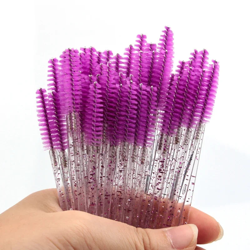 5/25/50 PCS Makeup Brushes Pink Crystal Eyelashes Brush Reusable Fake Lashes Extension Supplies False Eyelash Make up Tool H…