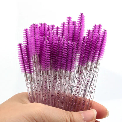 5/25/50 PCS Makeup Brushes Pink Crystal Eyelashes Brush Reusable Fake Lashes Extension Supplies False Eyelash Make up Tool H…