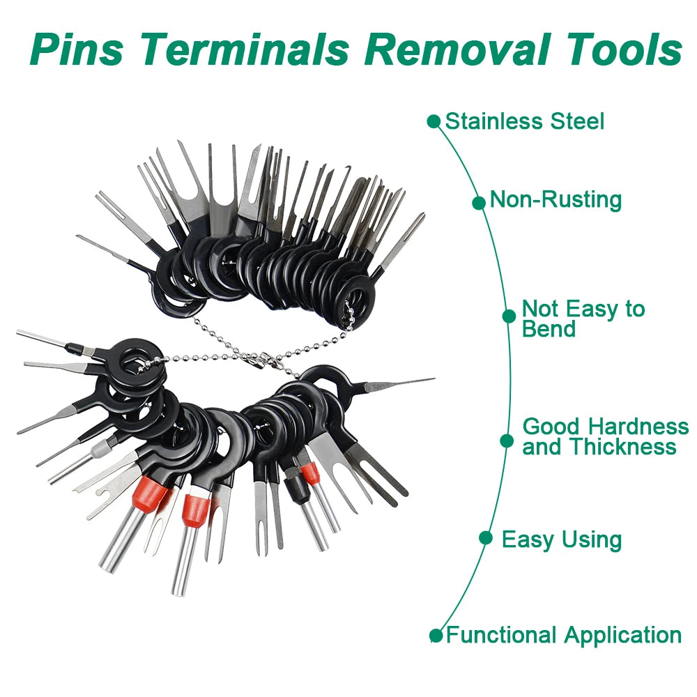 11/18/26Pcs Car Terminal Removal Repair Tools Electrical Wiring Crimp Connector Pin Extractor Kit Keys Automotive Plug Pulle…