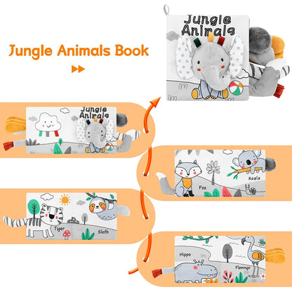 Soft Baby Books 3D Touch Feel High Contrast Cloth Book Sensory Early Learning Stroller Toys for Infant Toddler Gifts 0-12 Mo…