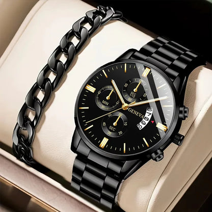 Fashion Men Stainless Steel Watch Luxury Calendar Quartz Wrist Watch Mens Business Watches for Man Clock Montre Homme - imag…