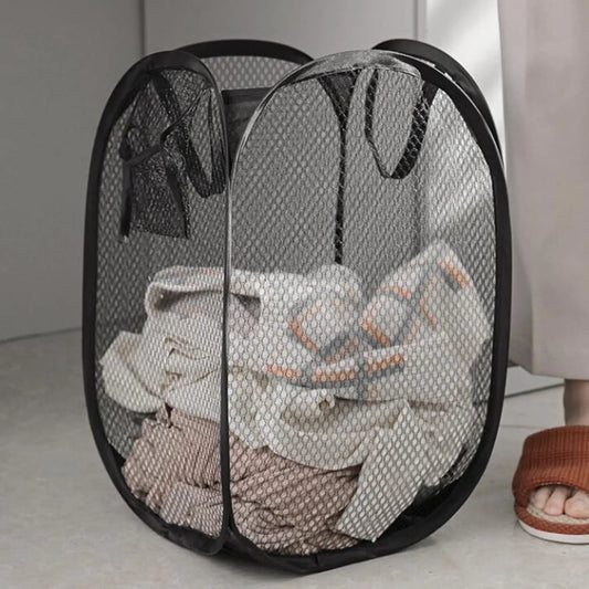 Folding Dirty Laundry Sorting Basket Washing Frame Bathroom Cloth Mesh Storage Bag Frame Bucket Laundry Organizers Storage P…
