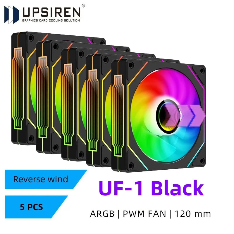 UPSIREN UF-1 PRISM 4 PRO Computer Chassis Fan 12cm ARGB 4 Pin PWM Quiet Cooling Fan 12V Large Air Volume 45.2CFM/600-1500RPM…