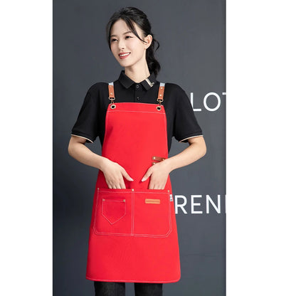 Customized Canvas Apron with Logo Custom for Nail Art Baking Coffee Bubble Shop Barber Canvas Waterproof Work Uniex Clothes…