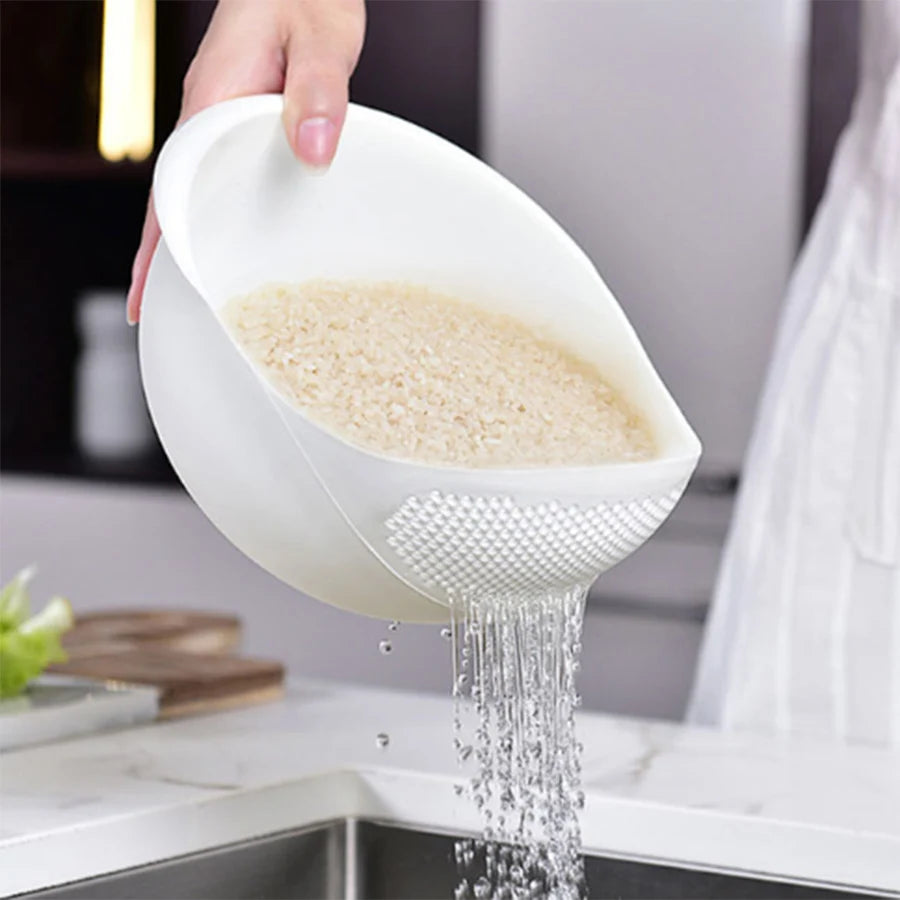 1PC-Silicone Colander Rice Bowl Drain Basket Fruit Bowl Washing Drain Basket with Handle Washing Basket Home Kitchen Organiz…