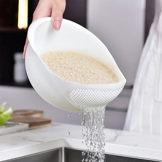 1PC-Silicone Colander Rice Bowl Drain Basket Fruit Bowl Washing Drain Basket with Handle Washing Basket Home Kitchen Organiz…