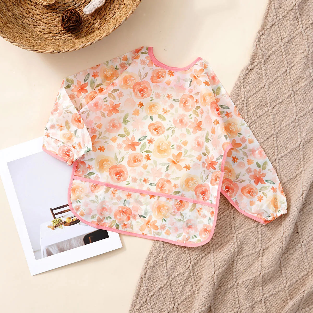 Elinfant 1PC Long Sleeve Bibs, Waterproof Feeding Bibs,Washable Burp Cloth,Coveralls Bibs,Easy To Clean,Wash-Free Eating Bib…