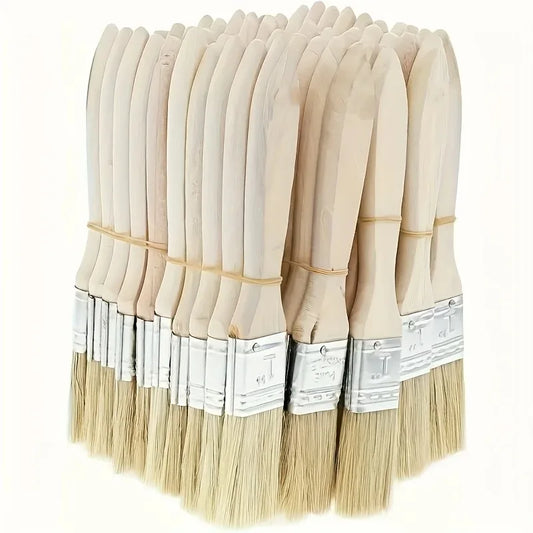 10 pig mane brushes, suitable for art, handicrafts, plastering, painting, glue application, wooden handles - image 2