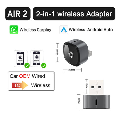 XUDA 2in1 Wireless CarPlay Adapter Android Auto AI Smart Box Car Intelligent Systems For VW Toyota Nissan Honda Ford Benz -…