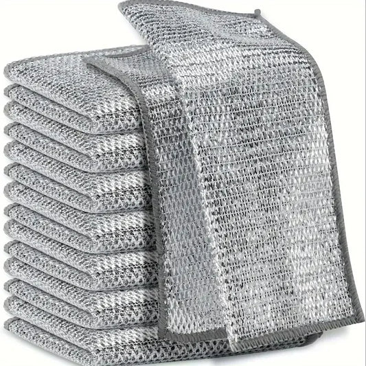 1/50pcs Magic Dishcloth Silver Wire Cleaning Kitchen Cloth Thickened Microfiber Wash Towel Built-in Sponge Steel Wire Ball R…