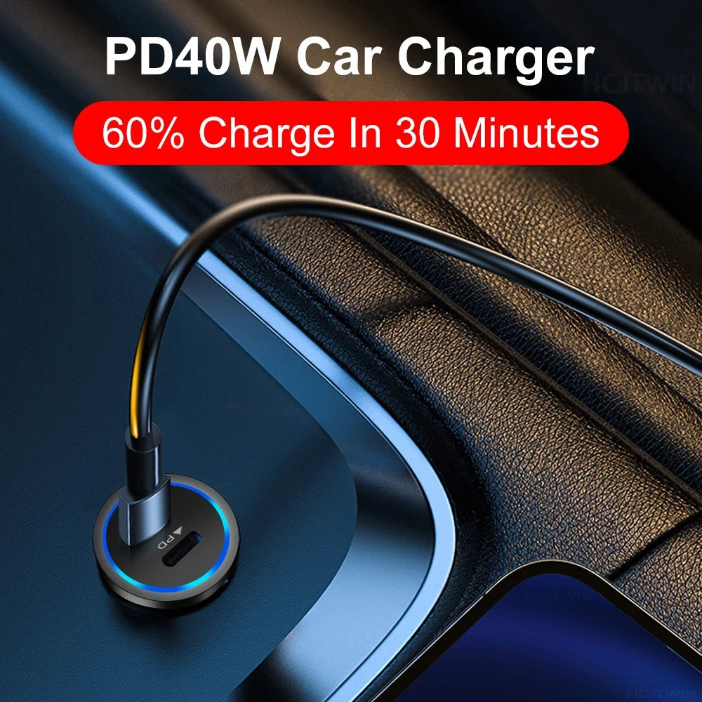 66W USB Car Charger Type C Fast Charging Phone Adapter For Xiaomi Huawei PD Phone Charger Car Adapter Socket Cigarette Light…