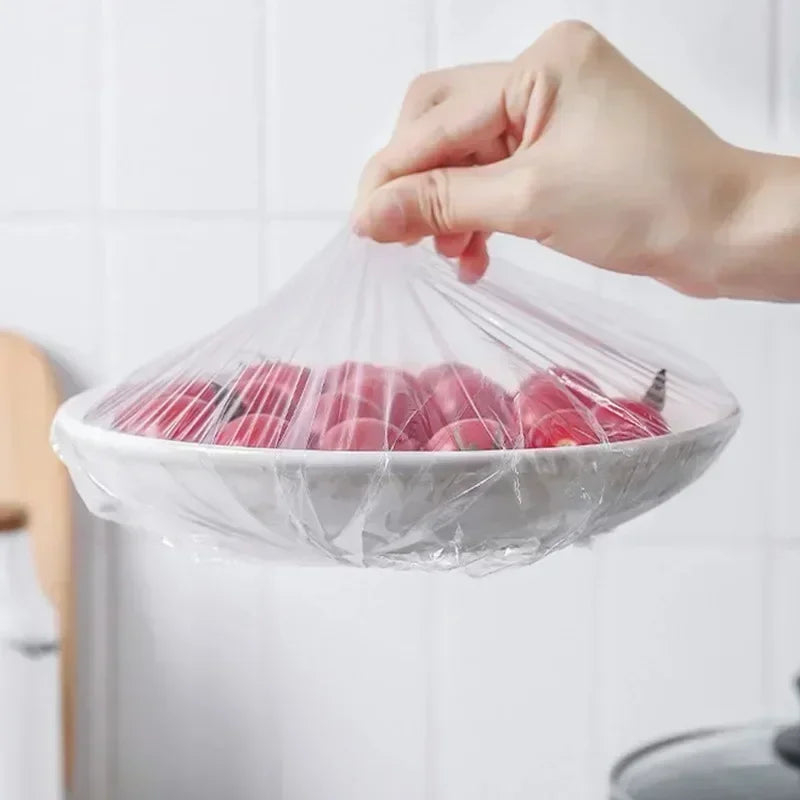 500/50Pcs Disposable Food Cover Fruit Food Cover Elastic Plastic Shower Cap Food Grade Storage Bag Kitchen Organizer Cling F…