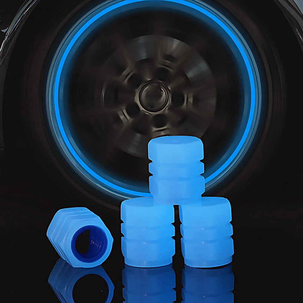 Luminous Valve Caps Fluorescent Night Car Tire Valve Caps Motorcycle Bike Glowing Decor Wheel Nozzles Tyre Cap Car Accessori…
