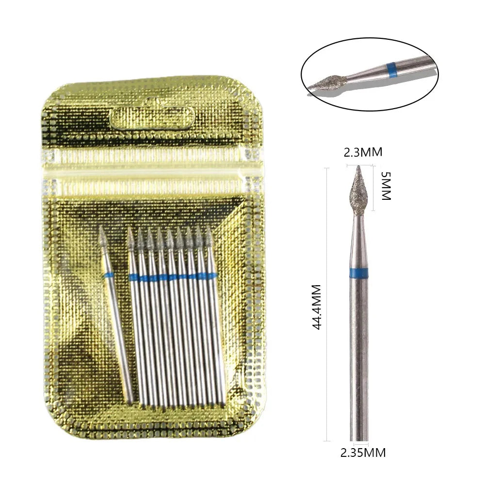 10pcs Diamond Milling Cutter Nail Drill Bits Set For Manicure Accessory Pedicure Eletric Machine Nail Bit Brush Burr Tools -…