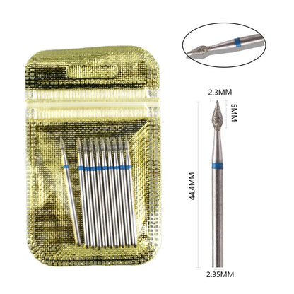 10pcs Diamond Milling Cutter Nail Drill Bits Set For Manicure Accessory Pedicure Eletric Machine Nail Bit Brush Burr Tools -…
